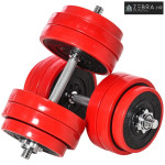 Set bučica 20/30 kg 2-u-1 podesive bučice i šipka, čelik, plastika, cr