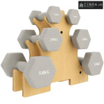Set bučica, 3 para (1 kg, 3 kg, 5 kg) s drvenim postoljem, svijetlo si