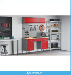 Set radnih ormarića s ladicama s pohranom 8 pcs Crvena - NOVO