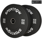 Set utega, 2 x 20 kg, olimpijski standard, guma, tihi, crni