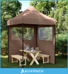 Sklopivi prigodni šator za zabave s 2 bočna zida smeđi - NOVO