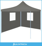 Sklopivi šator za zabave s 2 bočna zida 3 x 3 m antracit - NOVO