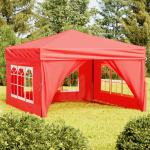Sklopivi šator za zabave s bočnim zidovima 3 x 3 m crveni - NOVO