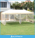 Sklopivi šator za zabave s bočnim zidovima 3 x 6 m krem - NOVO