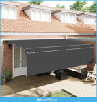 Skrovita tenda Antracit 500 × 300 cm Poliester i aluminij - NOVO