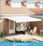 Skrovita tenda Bijelo 450 × 350 cm Tkanina i čelik - NOVO