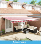 Skrovita tenda Crvena i bijela 500 × 300 cm Tkanina i Metal - NOVO