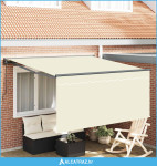 Skrovita tenda Krema 350 x 250 cm Poliester i aluminij - NOVO