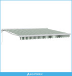 Skrovita tenda Zelena i bijela 400 × 300 cm Tkanina i Metal - NOVO