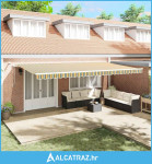 Skrovita tenda Zelena i žuta 600 × 300 cm Poliester i metal - NOVO