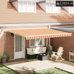 Skrovita tenda Žuta i narančasta 450 × 350 cm Poliester i metal