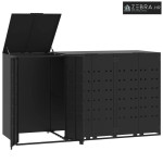 Spremište za 3 kante za otpad crno 207 x 79 x 117 cm čelično - Crna 3