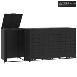 Spremište za 4 kante za otpad crno 276 x 79 x 117 cm čelično - Crna 4