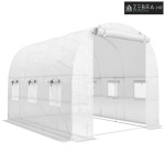 Staklenik, 2,7 x 2 x 2 m, folijski s policama, rolo vrata s patentnim