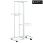 Stalak za cvijeće 4 kata s kotačima 44x23x80 cm bijeli željezni - Bije