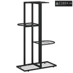 Stalak za cvijeće s 4 razine 43 x 22 x 76 cm crni metalni - Crna 43 x