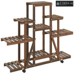 Stalak za cvijeće s kotačima 110x25x101 cm od masivne jelovine - Smeđa