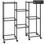Stalak za cvijeće s kotačima 83 x 25 x 83,5 cm crni željezni - S kotač