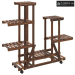 Stalak za cvijeće s kotačima 95x25x101 cm od masivne jelovine - Smeđa