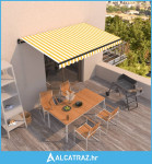 Tenda na ručno uvlačenje 450 x 350 cm žuto-bijela - NOVO