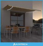Tenda na ručno uvlačenje s LED svjetlom 500x300 cm žuto-bijela - NOVO