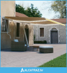 Tenda na ručno uvlačenje s LED svjetlom 500x300 cm žuto-bijela - NOVO