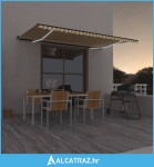 Tenda na ručno uvlačenje s LED svjetlom 500x350 cm žuto-bijela - NOVO