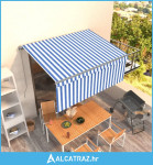 Tenda na ručno uvlačenje s roletom 3 x 2,5 m plavo-bijela - NOVO
