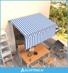Tenda na ručno uvlačenje s roletom 3,5 x 2,5 m plavo-bijela - NOVO