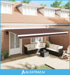 Tenda na ručno uvlačenje smeđa 500 x 300 cm - NOVO