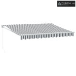 Ručno sjenilo 3,5 x 2,5 m Antracitne i bijele pruge - 3,5 x 2,5 m Bije