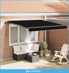 Tkanina za tende s Crna 300 x 250 cm Poliester - NOVO