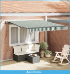 Tkanina za tende s Zelena i bijela 350 x 250 cm Poliester - NOVO