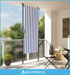 Vanjska roleta plavo-bijela 100 x 270 cm od tkanine i čelika - NOVO