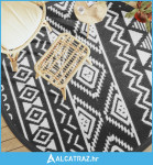 Vanjski tepih crni Ø 200 cm PP - NOVO