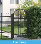 Vrata za ogradu ASSEN s lučnim vrhom čelik 102x150 cm crna - NOVO