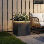 Vrtna posuda za sadnju s LED svjetlom Antracit 50 x 50 x 48 cm - Antra