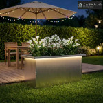Vrtna posuda za sadnju s LED svjetlom Srebrna 30 x 60 x 30 cm - Nehrđa