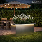 Vrtna posuda za sadnju s LED svjetlom Srebrna 30 x 60 x 30 cm - Pocinč