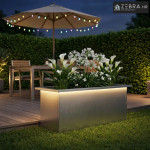 Vrtna posuda za sadnju s LED svjetlom Srebrna 30 x 80 x 30 cm - Nehrđa