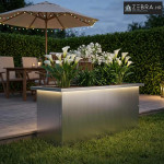 Vrtna posuda za sadnju s LED svjetlom Srebrna 30 x 80 x 30 cm - Pocinč