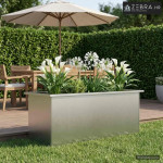 Vrtna posuda za sadnju s LED svjetlom Srebrna 40 x 100 x 40 cm - Nehrđ