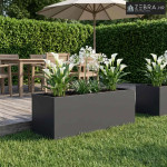 Vrtna saksija Crna 40 x 20 x 20 cm Čelična vrata - Crna 40 x 20 x 20 c
