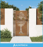 Vrtna vrata 100x175 cm Corten čelik Dizajn stabla - NOVO