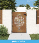 Vrtna vrata 85 x 125 cm od čelika COR-TEN s uzorkom stabla - NOVO