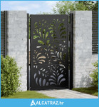 Vrtna vrata crna 105x155 cm čelični valoviti dizajn - NOVO
