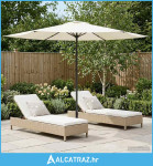Vrtni Parasol s Podnožjem 300 x 300 cm Poliester Pravokutni - NOVO