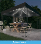 Vrtni šator s LED svjetlosnim trakama 3 x 3 m antracit - NOVO