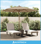 Vrtni suncobran s drvenim stupom smeđesivi 299 x 240 cm - NOVO