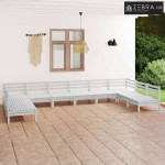 10-dijelna vrtna garnitura bijela od masivne borovine - Bijela 1